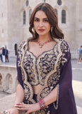 Purple Embroidered Jacket Style Designer Palazzo Suit - women's fashion mart