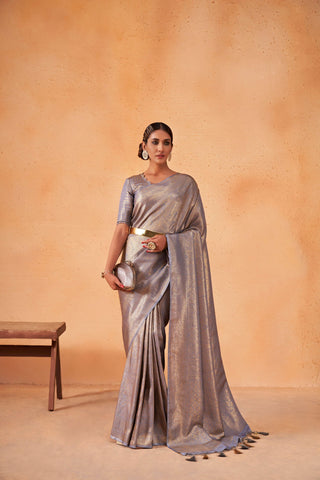 Gray Kanjivaram Art Silk Saree - Default Title women's fashion mart