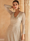Elegant Beige Ombre Embroidered Designer Anarkali Gown - women's fashion mart