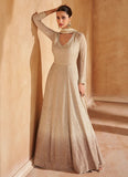Elegant Beige Ombre Embroidered Designer Anarkali Gown - women's fashion mart