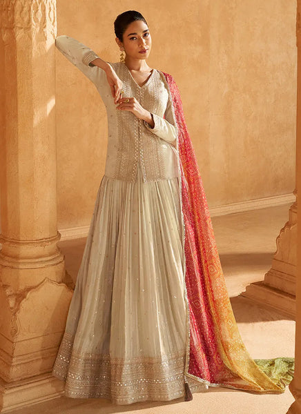 Beautiful Ivory Beige Embroidered Designer Lehenga Kurta - women's fashion mart