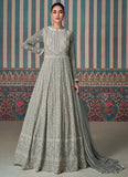 Chic Grey Chikankari Embroidered Anarkali Gown - women's fashion mart