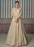 Brilliant Beige Chikankari Embroidered Anarkali Gown - women's fashion mart