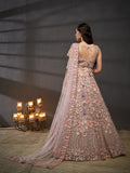 Multi Sequins Embroidered Net Semi-Stitched Bridal Lehenga choli  women's fashion mart