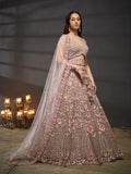 Multi Sequins Embroidered Net Semi-Stitched Bridal Lehenga choli