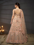 Multi Sequins Embroidered Net Semi-Stitched Bridal Lehenga choli  women's fashion mart