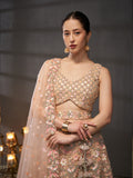 Multi Sequins Embroidered Net Semi-Stitched Bridal Lehenga choli  women's fashion mart