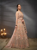Multi Sequins Embroidered Net Semi-Stitched Bridal Lehenga choli  women's fashion mart