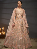Multi Sequins Embroidered Net Semi-Stitched Bridal Lehenga choli  women's fashion mart