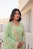 Sky Blue Georgette Gown with Dupatta - women's fashion mart