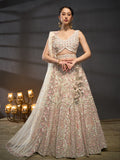 Multi Sequins Heavy Zarkan Net Embroidered Semi-Stitched Bridal Lehenga choli  women's fashion mart