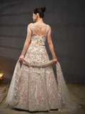 Multi Sequins Heavy Zarkan Net Embroidered Semi-Stitched Bridal Lehenga choli  women's fashion mart