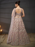 Multi Sequins Heavy Zarkan Net Embroidered Semi-Stitched Bridal Lehenga choli  women's fashion mart