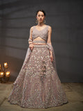 Multi Sequins Heavy Zarkan Net Embroidered Semi-Stitched Bridal Lehenga choli  women's fashion mart