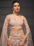 Multi Sequins Heavy Zarkan Net Embroidered Semi-Stitched Bridal Lehenga choli  women's fashion mart