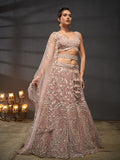 Multi Sequins Heavy Zarkan Net Embroidered Semi-Stitched Bridal Lehenga choli  women's fashion mart