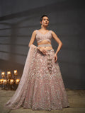 Multi Sequins Heavy Zarkan Net Embroidered Semi-Stitched Bridal Lehenga choli  women's fashion mart