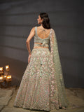 Multi Sequins Heavy Zarkan Net Embroidered Semi-Stitched Bridal Lehenga choli  women's fashion mart