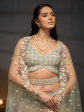 Multi Sequins Heavy Zarkan Net Embroidered Semi-Stitched Bridal Lehenga choli  women's fashion mart