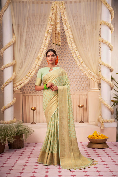 Light Green Banarasi Georgette Saree - Default Title women's fashion mart