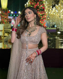 Beige Cream Colour Sequence Dori Work Designer Lehenga Choli  women's fashion mart