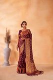 Maroon Banarasi Georgette Saree - Default Title women's fashion mart