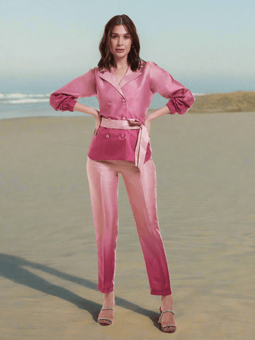 Shaded Modal satin blazer and pant co-ords set - women's fashion mart