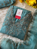 Sky blue Handwork kurta Pant  with dupatta  women's fashion mart