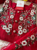 Designer Red Embroidered kurta bottom  with dupatta  women's fashion mart