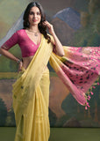 Butter Yellow Woven Cotton Silk Saree