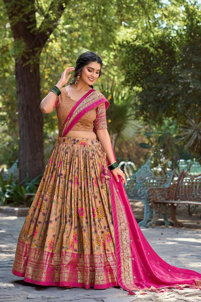 Designed Kalamkari Print Lehenga Choli -WOMEN FASHION Pink women's fashion mart
