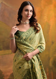 Herbal Green Woven Cotton Jamdani Saree