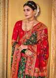 Classic Green Woven Patola Soft Silk Saree