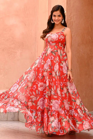 Stylish Sweetheart Neckline Organza Dress - women's fashion mart