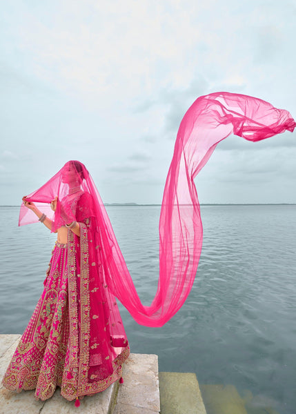 Wedding Pink Heavy Embroidered Designer Lehenga