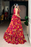 Floral Marble Print Lehenga Choli Set For Women