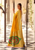 Vibrant Yellow Woven Banarasi Soft Silk Saree