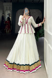 White Designer Original Mirror Gamthi Work Navratri Lehenga Choli