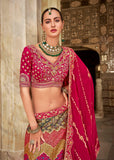 Raspberry Pink Banarasi Silk Embroidered Designer Lehenga