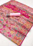 Gajari Pink Woven Kashmiri Jamewar Saree