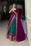 Elegant Traditional Zari Border Lehengas with Contrasting Dupattas Perfect for Festive & Wedding Occasions - women's fashion mart