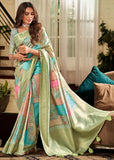 Classic Green Banarasi Soft Silk Saree With Digital Print