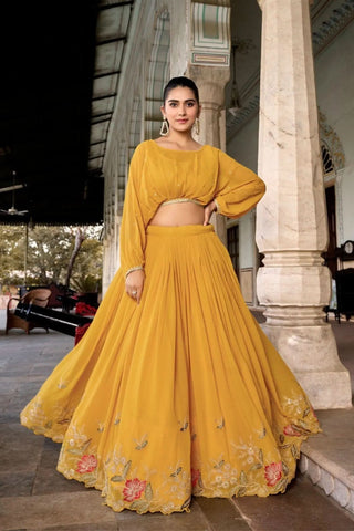 Georgette Embroidered Work Lehenga Co-Ord Set - women's fashion mart
