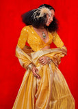 Mustard Yellow Woven Banarasi Tissue Silk Saree