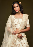 Beautiful Sugar White And Gold Embroidered Lehenga