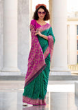 Antique Green Woven Banarasi Silk Saree