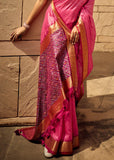 Carnation Pink Woven Banarasi Patola Silk Saree