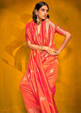 Camellia Orange Woven Banarasi Silk Saree