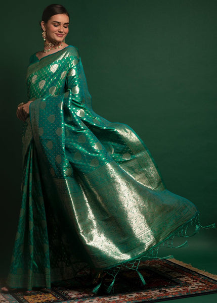 “Exclusive Offer” : Green Woven Banarasi Silk Saree