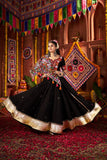 Black Thread With Mirror Hand Work Viscose Cotton Navratri Lehenga Choli